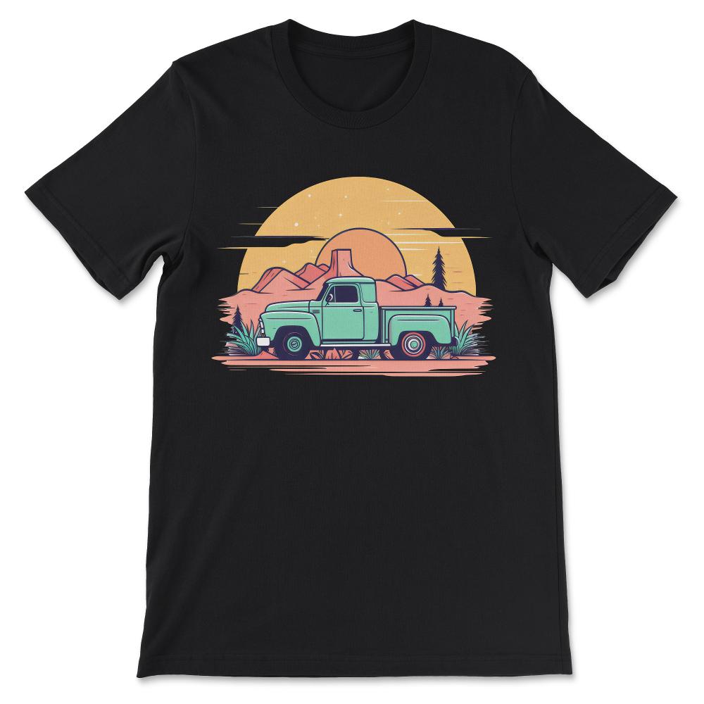 Truck Vintage Old Classic School American Pickup Retro Farm Gift Tee - Black