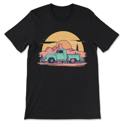 Truck Vintage Old Classic School American Pickup Retro Farm Gift Tee - Black