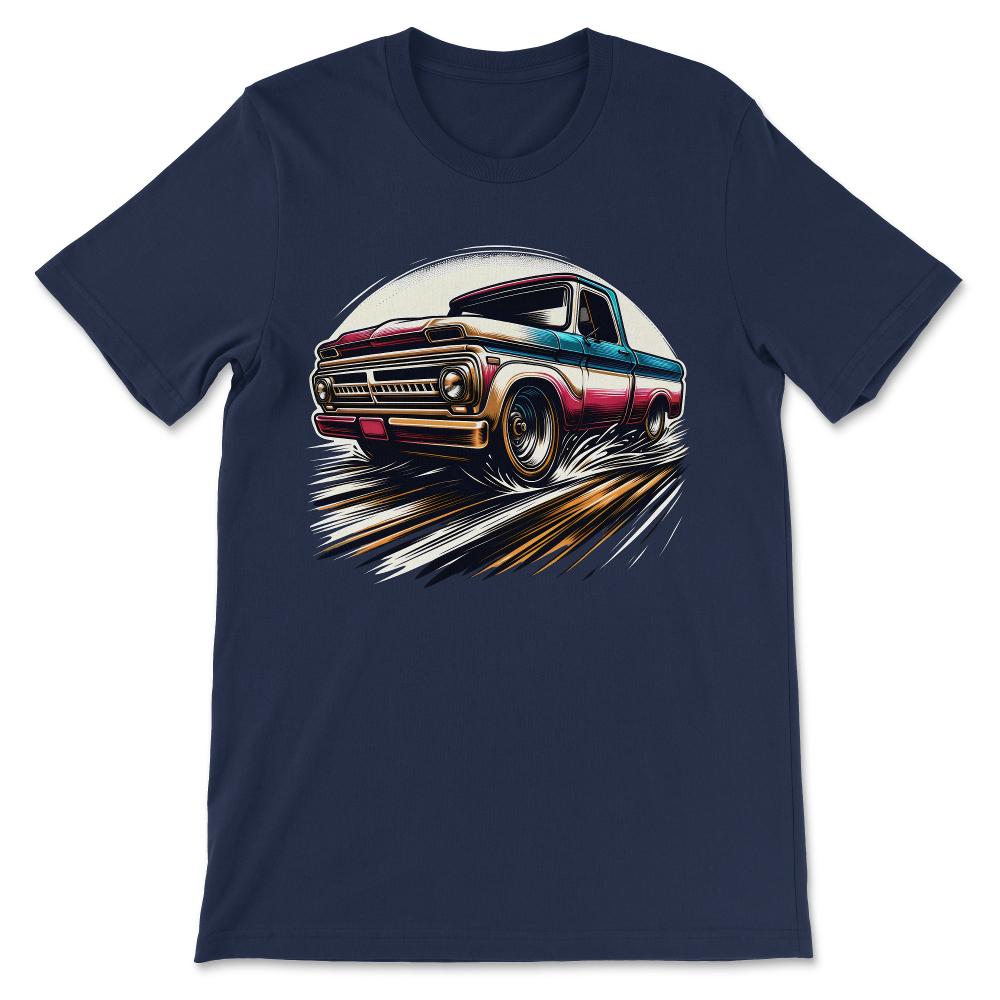 Truck Vintage Old Classic School American Pickup Retro Farm Gift Tee - Navy