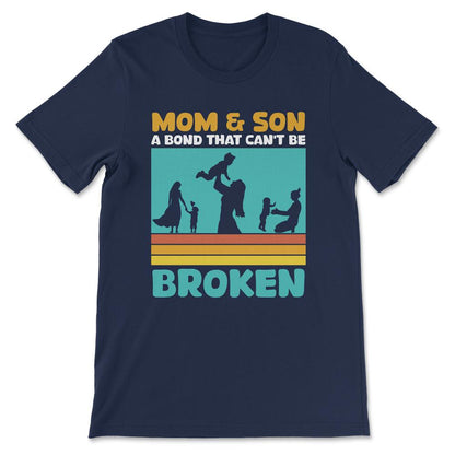 Mom & Son Unbroken Bond Team Mamma Best Mummy Love Mother Gift Tee - - Navy