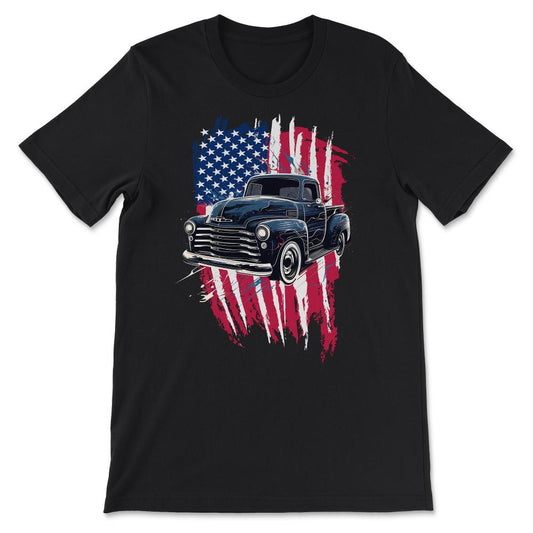 Truck Vintage Old Classic School American Pickup Retro Farm Gift Tee - Black