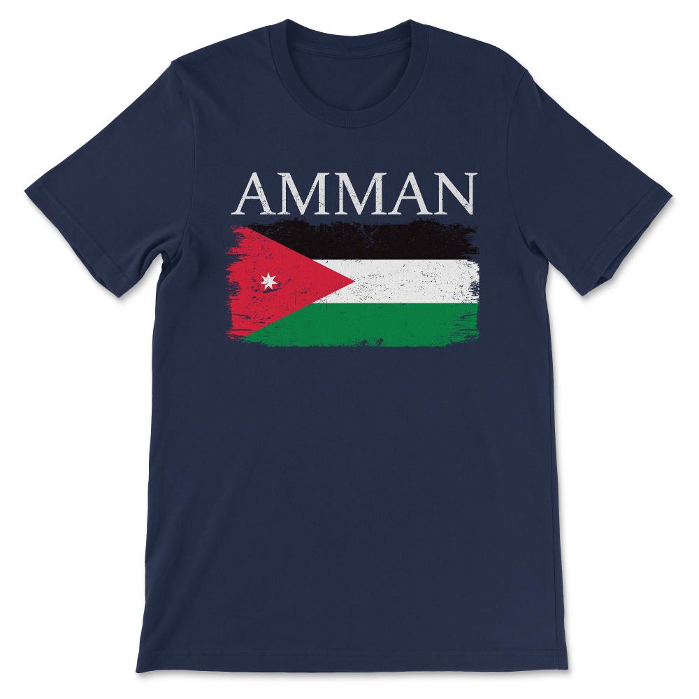 Amman Jordan Flag Jordan Tourist Capital Jordan Country Gift Tee - - Navy