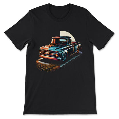 Truck Vintage Old Classic School American Pickup Retro Farm Gift Tee - Black