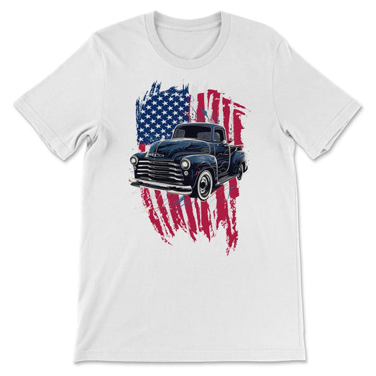 Truck Vintage Old Classic School American Pickup Retro Farm Gift Tee - White