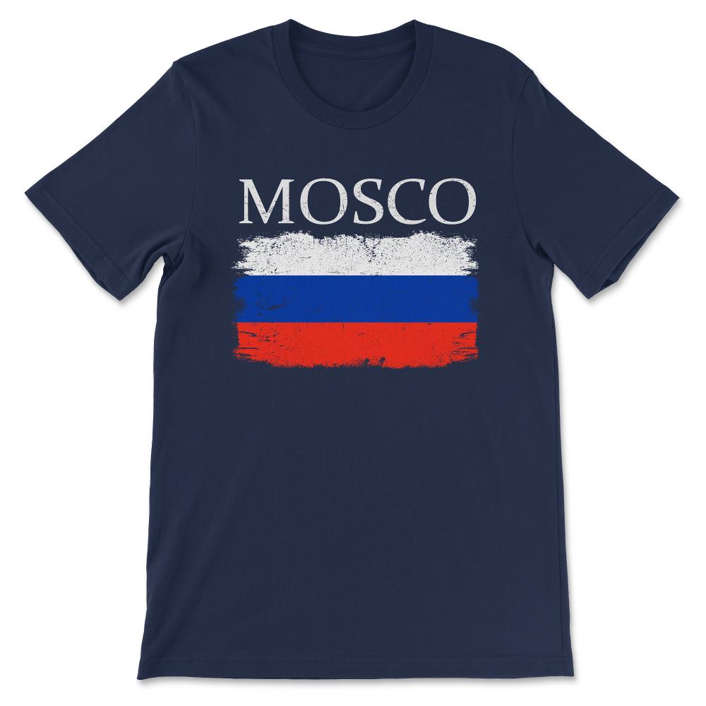 Mosco Russia Flag Russia Tourist Mosco Tourist Capital Mosco Gift Tee - Navy