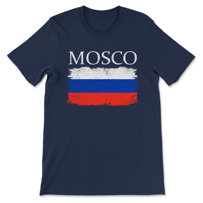 Mosco Russia Flag Russia Tourist Mosco Tourist Capital Mosco Gift Tee - Navy