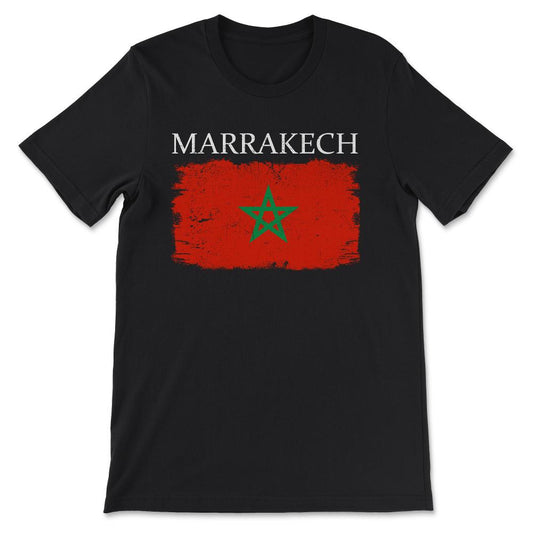 Marrakech Morocco Flag Morocco Tourist Marrakech Visitor Gift Tee - - Black