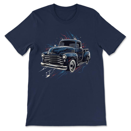 Car Vintage Old Classic School Automobile Truck Hot Rod Fast Gift Tee - Navy