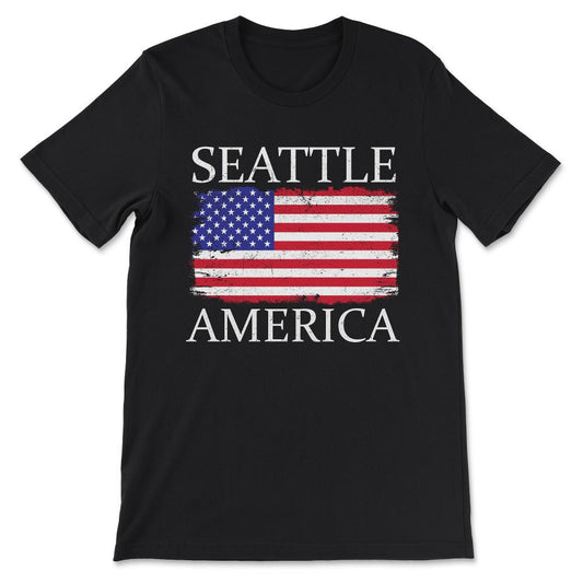 Seattle America Seattle Style America Flag America Tourist Gift Tee - - Black