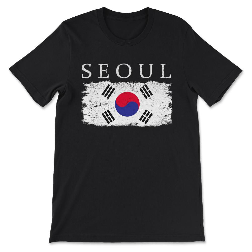 Seoul South Korea Flag South Korea Visitor Seoul Tourist Gift Tee - - Black