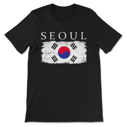 Seoul South Korea Flag South Korea Visitor Seoul Tourist Gift Tee - - Black