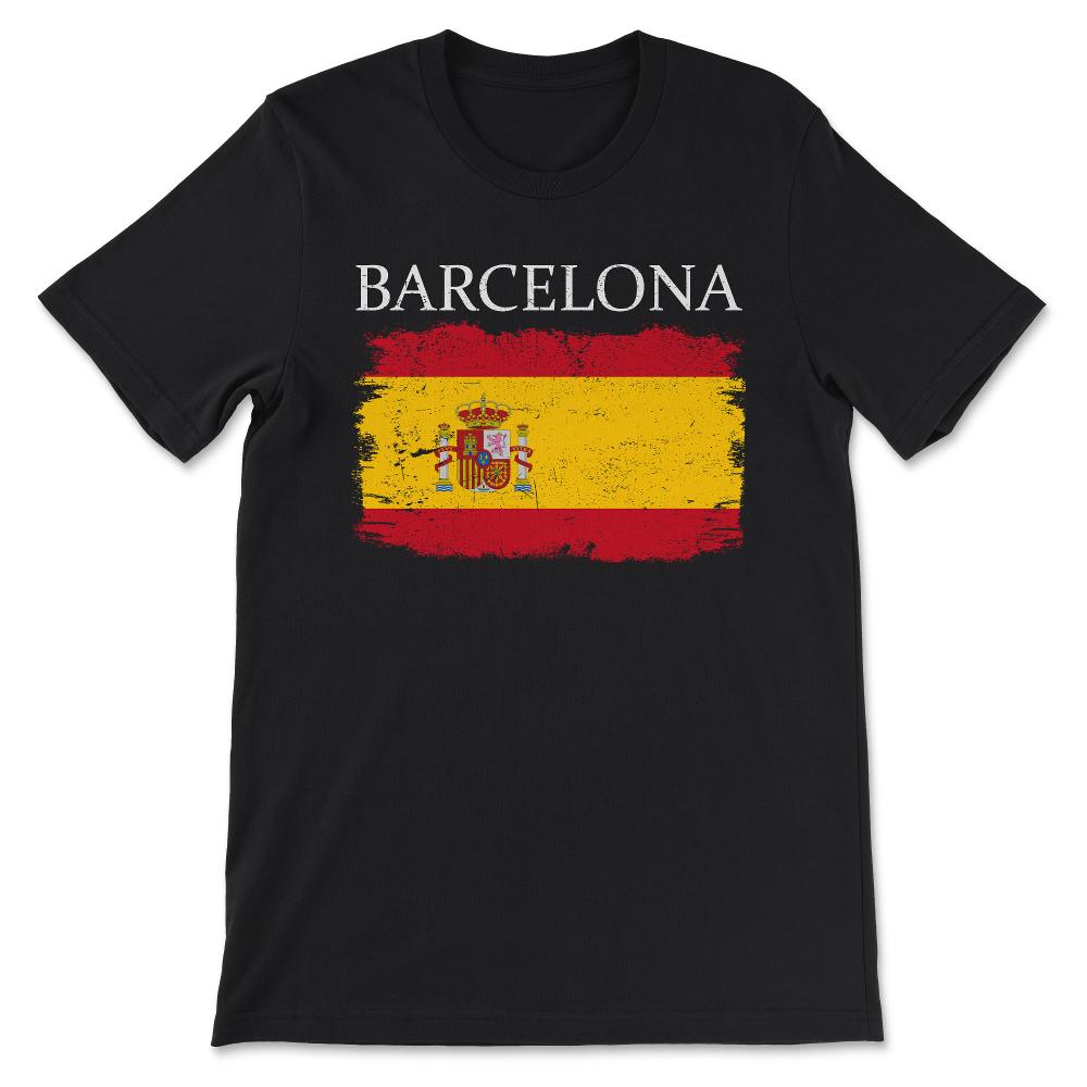 Barcelona Spain Flag Barcelona Tourist Spain Tourist Gift Tee - - Black