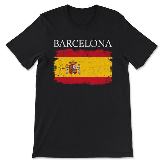 Barcelona Spain Flag Barcelona Tourist Spain Tourist Gift Tee - - Black