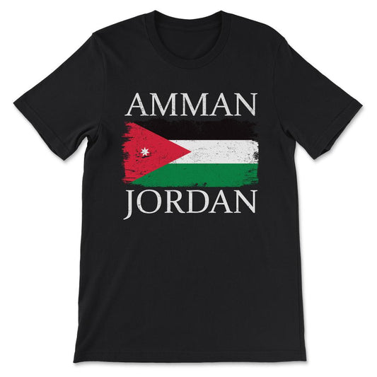 Amman Jordan Flag Jordan Tourist Capital Jordan Country Gift Tee - - Black