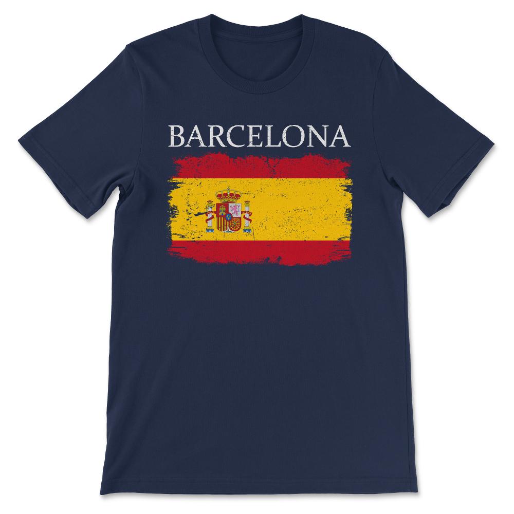 Barcelona Spain Flag Barcelona Tourist Spain Tourist Gift Tee - - Navy