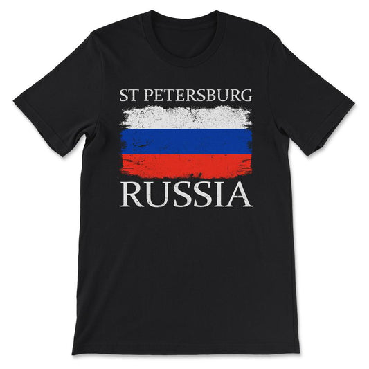 St Petersburg Russia Flag Russian Tourist St Petersburg Tourist Gift - Black