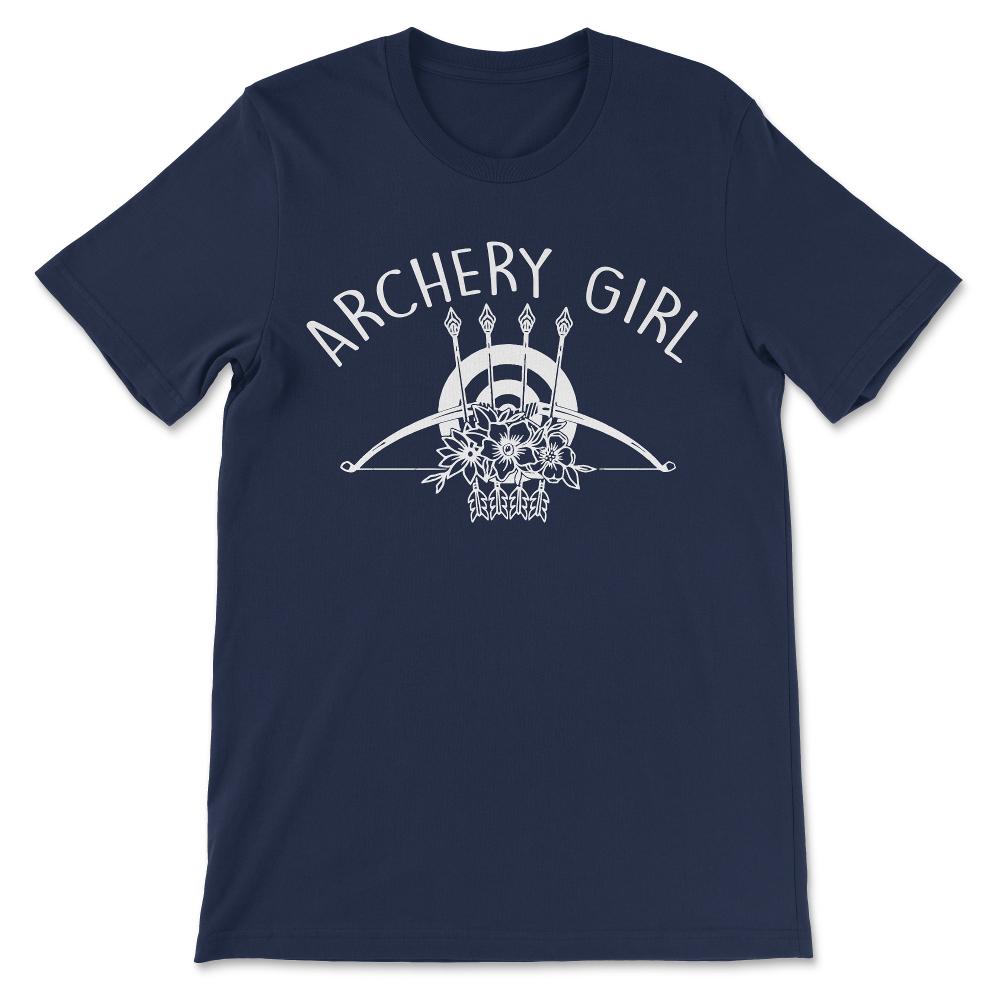 Archery Girl Bow Arrow Flowers Archer Archery Player Sport Gift Tee - - Navy