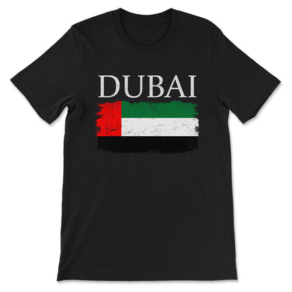 Dubai United Arab Emirates Flag UAE Tourist Dubai Visitor Gift Tee - - Black