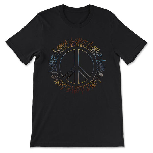 Peace Sign World Lovers Flower Hippie Artistic Groovy Soul Gift Tee - - Black