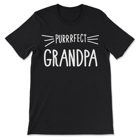 Grandpa Gift Cute Perfect Grandpa Cat Lover Granddad design Gift Tee - Black