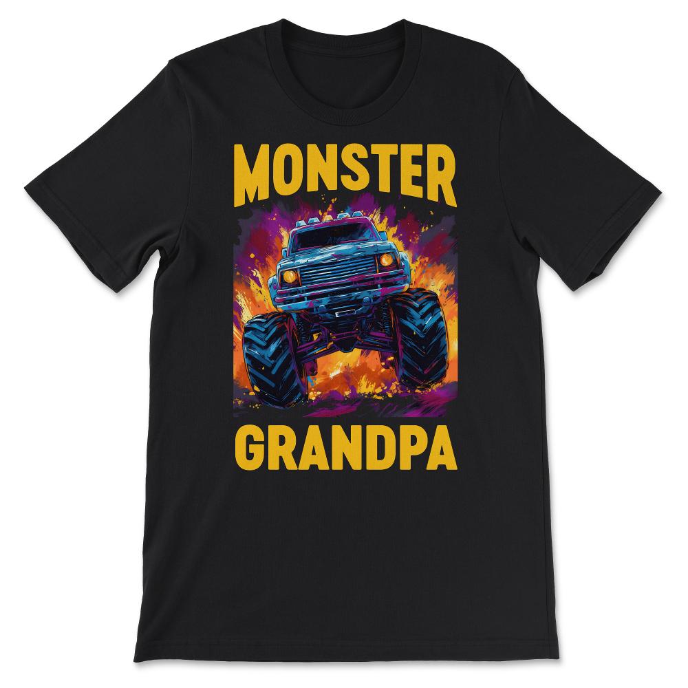 Monster Truck Grandpa - Monster Grandad - Retro Vintage Gift Tee - - Black