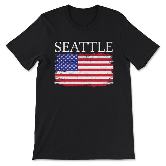Seattle America Seattle Style America Flag America Tourist Gift Tee - - Black