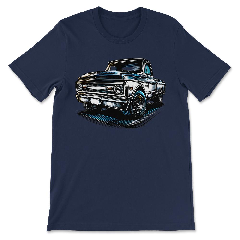 Truck Vintage Old Classic School American Pickup Retro Farm Gift Tee - Navy