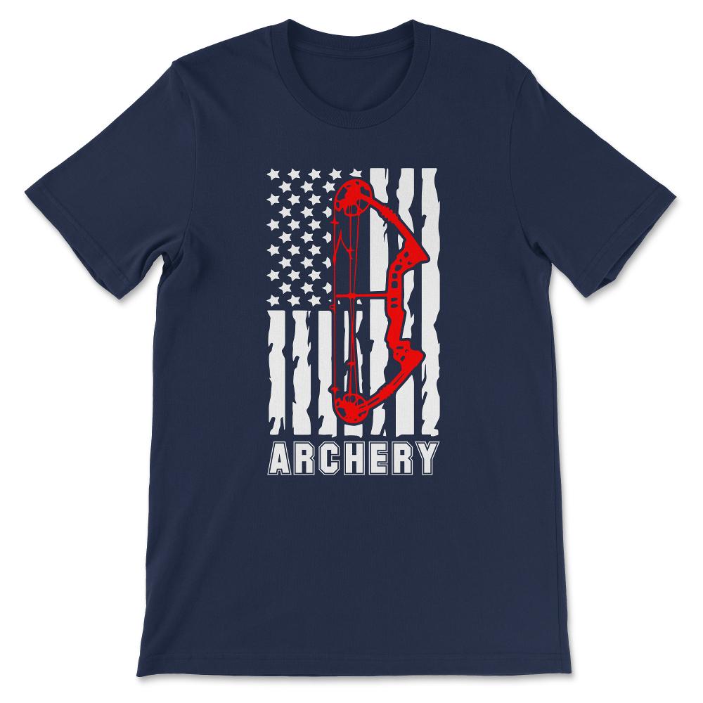 Archery USA Flag Bow Archer Bowman Archery Coach Player Gift Tee - - Navy