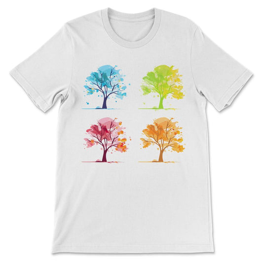 Done - Four Seasons Tree Lover Colorful Landscape Nature Lifecycle - White