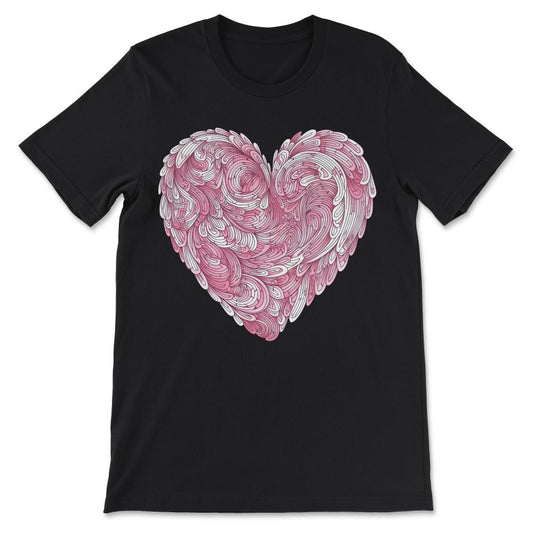 Heart - Cute Floral Pink Heart Love Women Girls Wife Mom Gift Tee - - Black