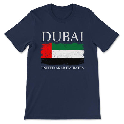 Dubai United Arab Emirates Flag UAE Tourist Dubai Visitor Gift Tee - - Navy