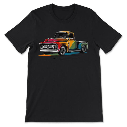 Truck Vintage Old Classic School American Pickup Retro Farm Gift Tee - Black