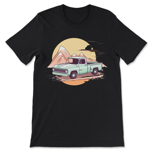 Truck Vintage Old Classic School American Pickup Retro Farm Gift Tee - Black