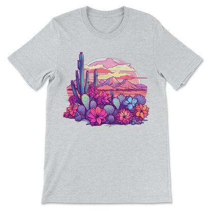 Cactus Desert Western Texas Succulent Plant Mountain Vintage Gift Tee - Ash