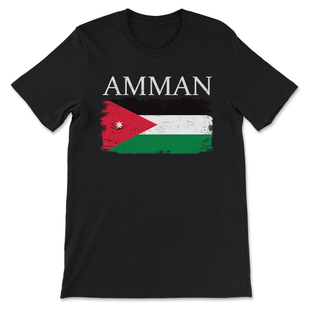 Amman Jordan Flag Jordan Tourist Capital Jordan Country Gift Tee - - Black