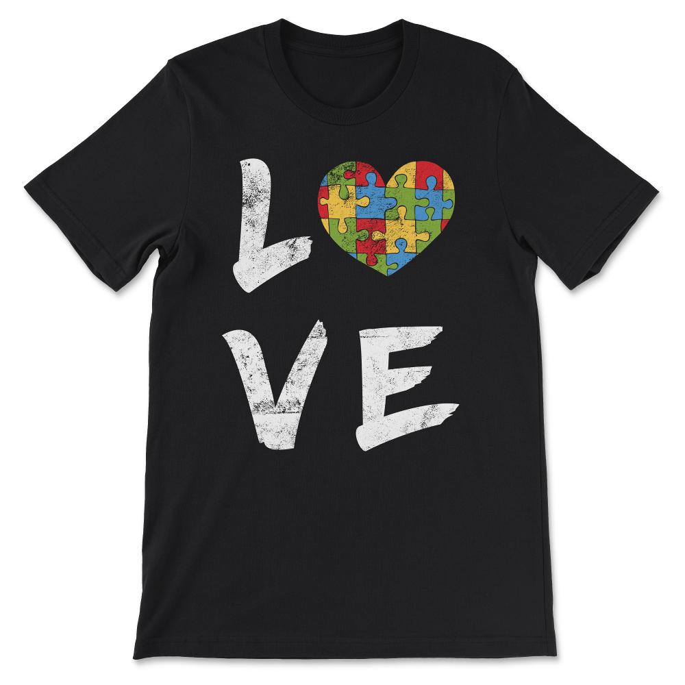 Autism Love print Autism Mom Autism Dad autism awareness Gift Tee - - Black