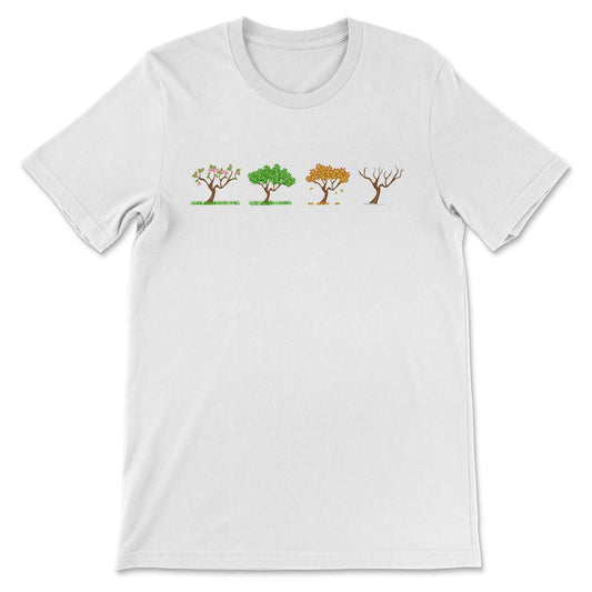 Phases of Tree - Earth Seasons - Spring Summer Fall Winter Gift Tee - - White