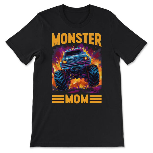 Monster Mom Truck Monster Truck Mom Vintage Race Truck Gift Tee - - Black