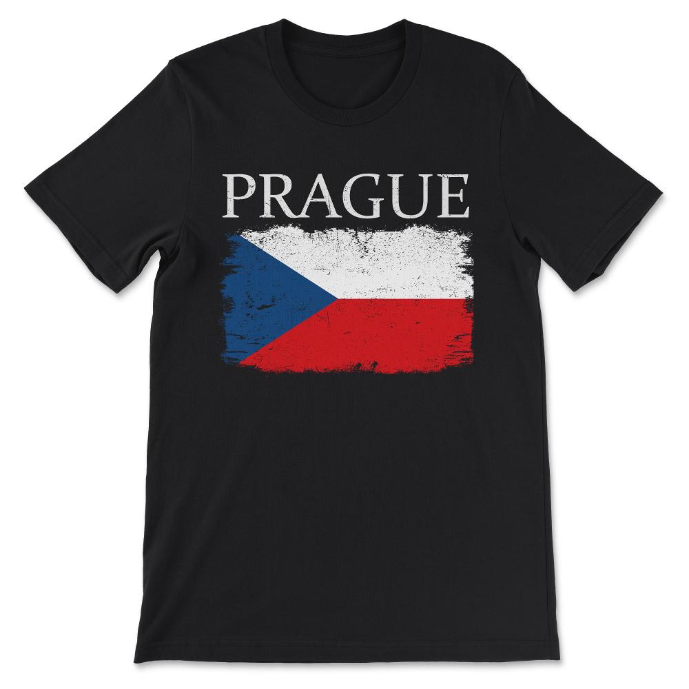 Prague Czech Republic Flag Czech Tourist Prague Tourist Gift Tee - - Black