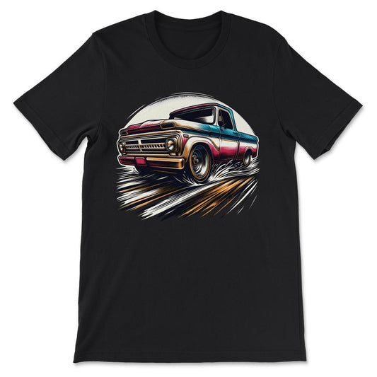 Truck Vintage Old Classic School American Pickup Retro Farm Gift Tee - Black