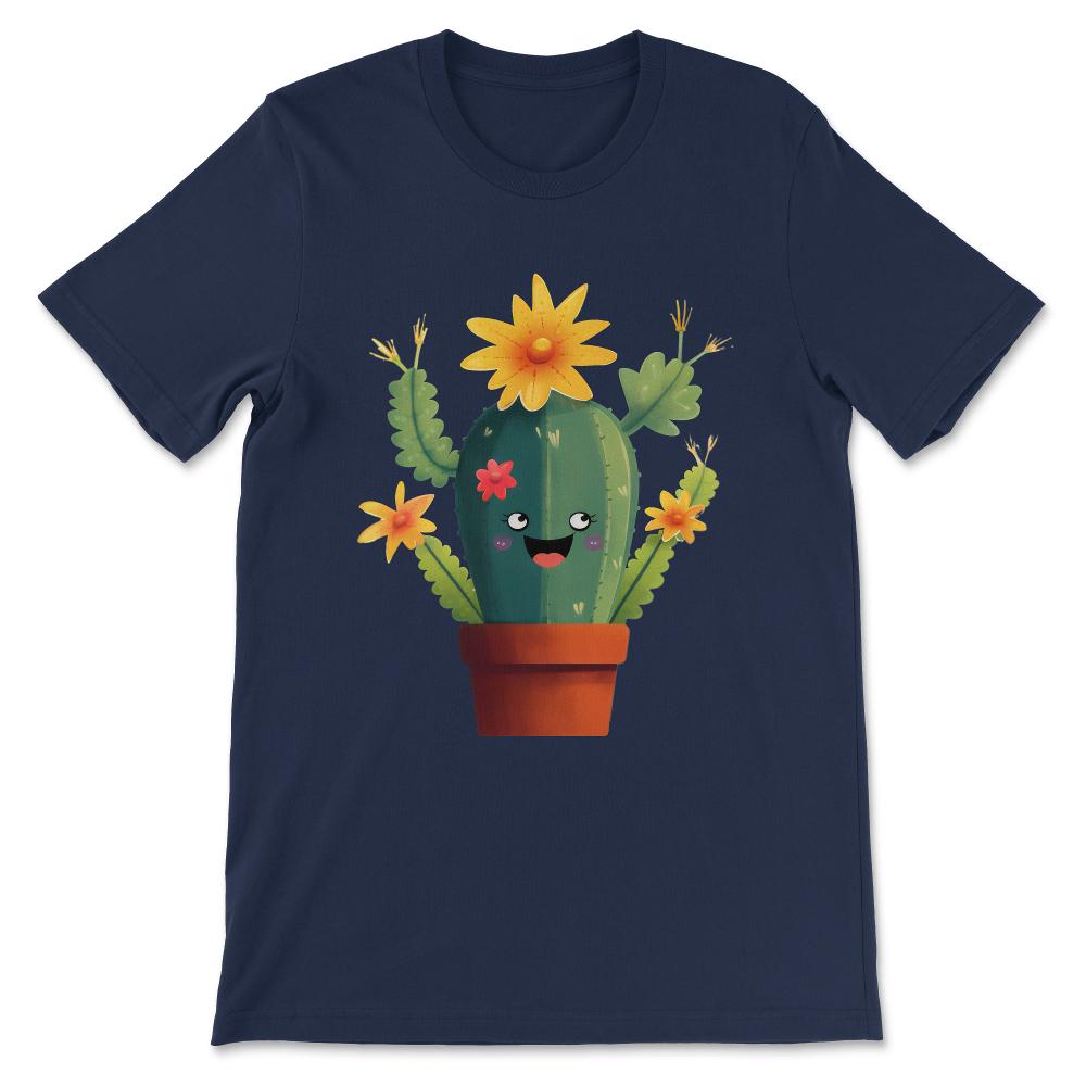 Cute Cactus Florist Succulent Lover Potted Plant Gardening Gift Tee - - Navy