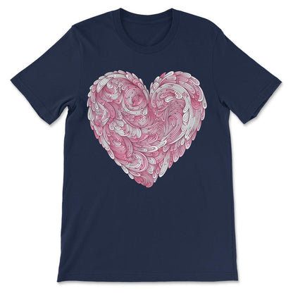 Heart - Cute Floral Pink Heart Love Women Girls Wife Mom Gift Tee - - Navy