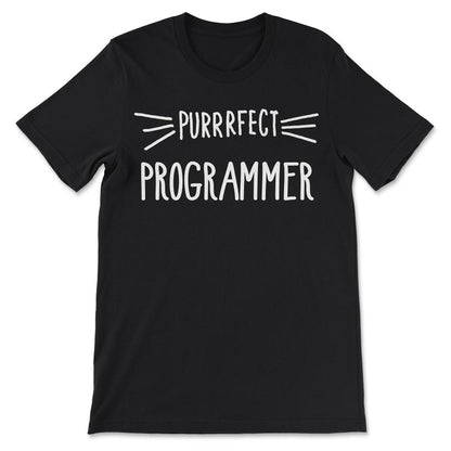 Programmer Gift Cute Perfect Programmer Cat Lover graphic Gift Tee - - Black