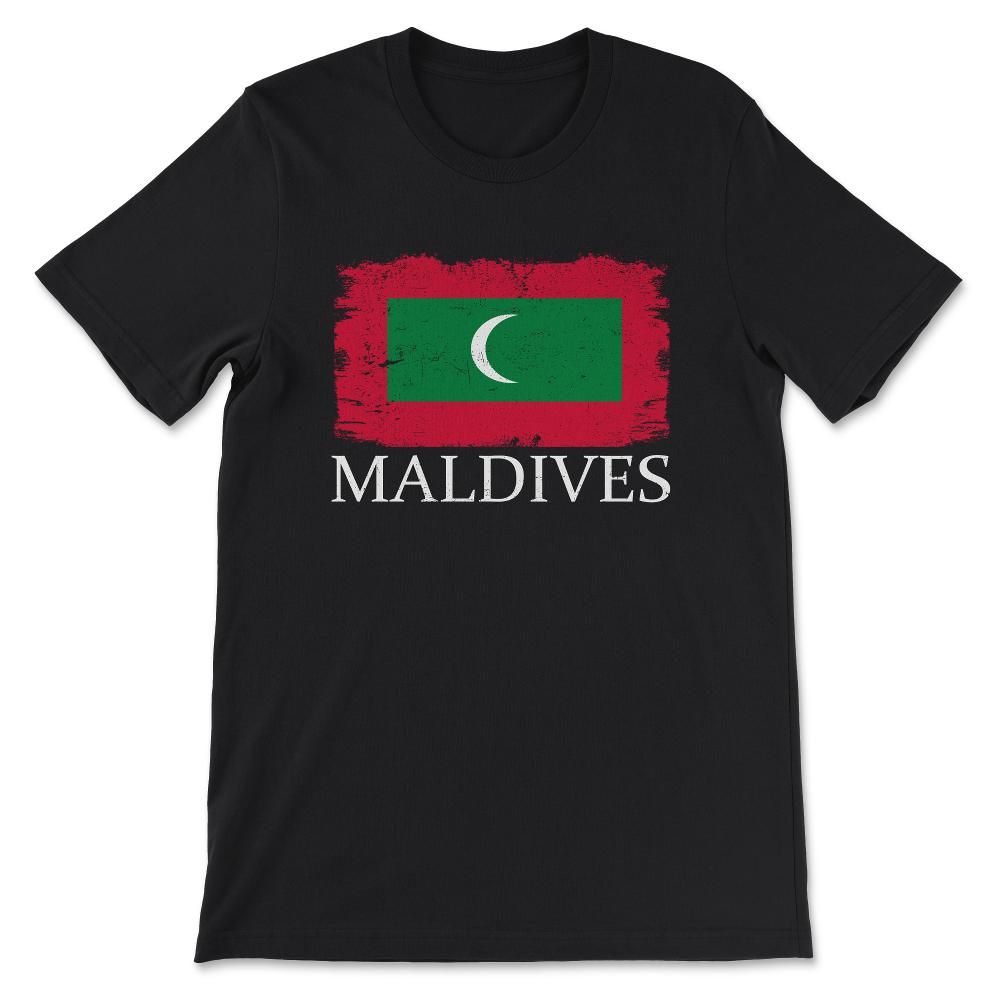 Maldives Country Flag Maldives Tourist Maldives Team Gift Tee - - Black