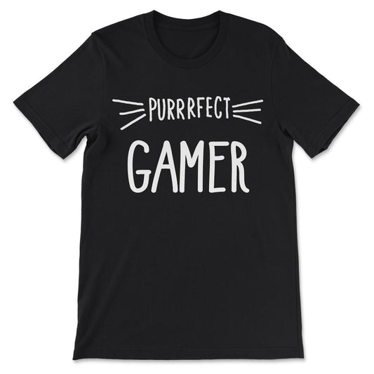 Perfect Gamer Cat Lover Game Controller Play Station Game Gift Tee - - Black