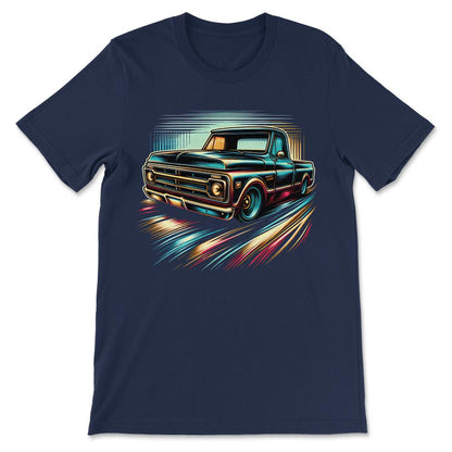 Truck Vintage Old Classic School American Pickup Retro Farm Gift Tee - Navy