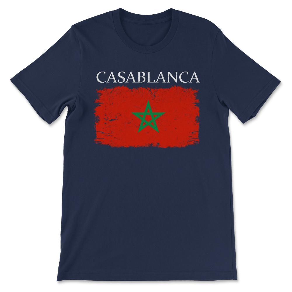 Casablanca Morocco Flag Morocco Tourist Casablanca Visitor Gift Tee - - Navy