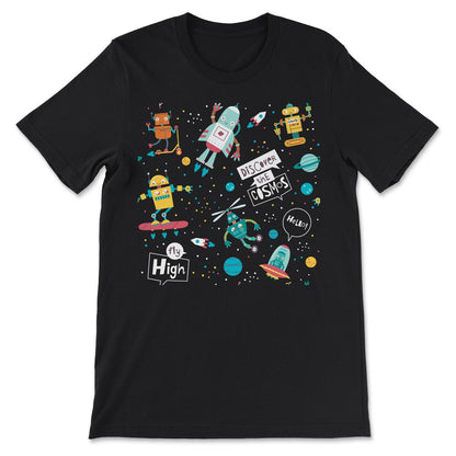 Robot Toddler Astronaut I Need More Space Robots Kids Gift Tee - - Black