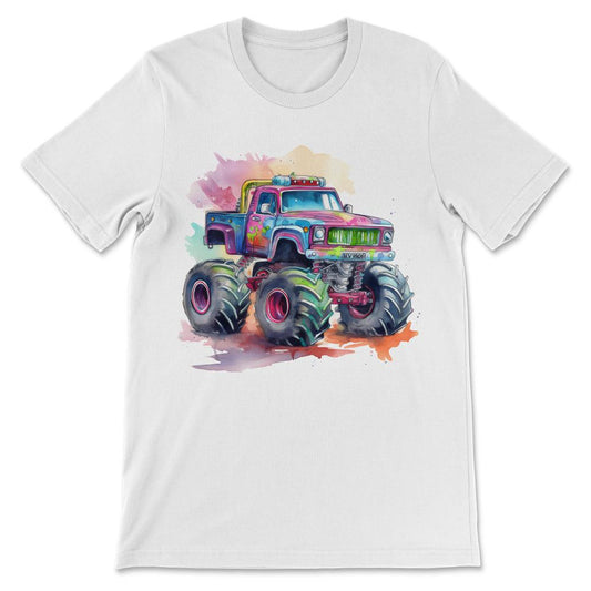 Monster Truck Big Retro Race Dad Trucker Lover Jam Vintage Gift Tee - - White