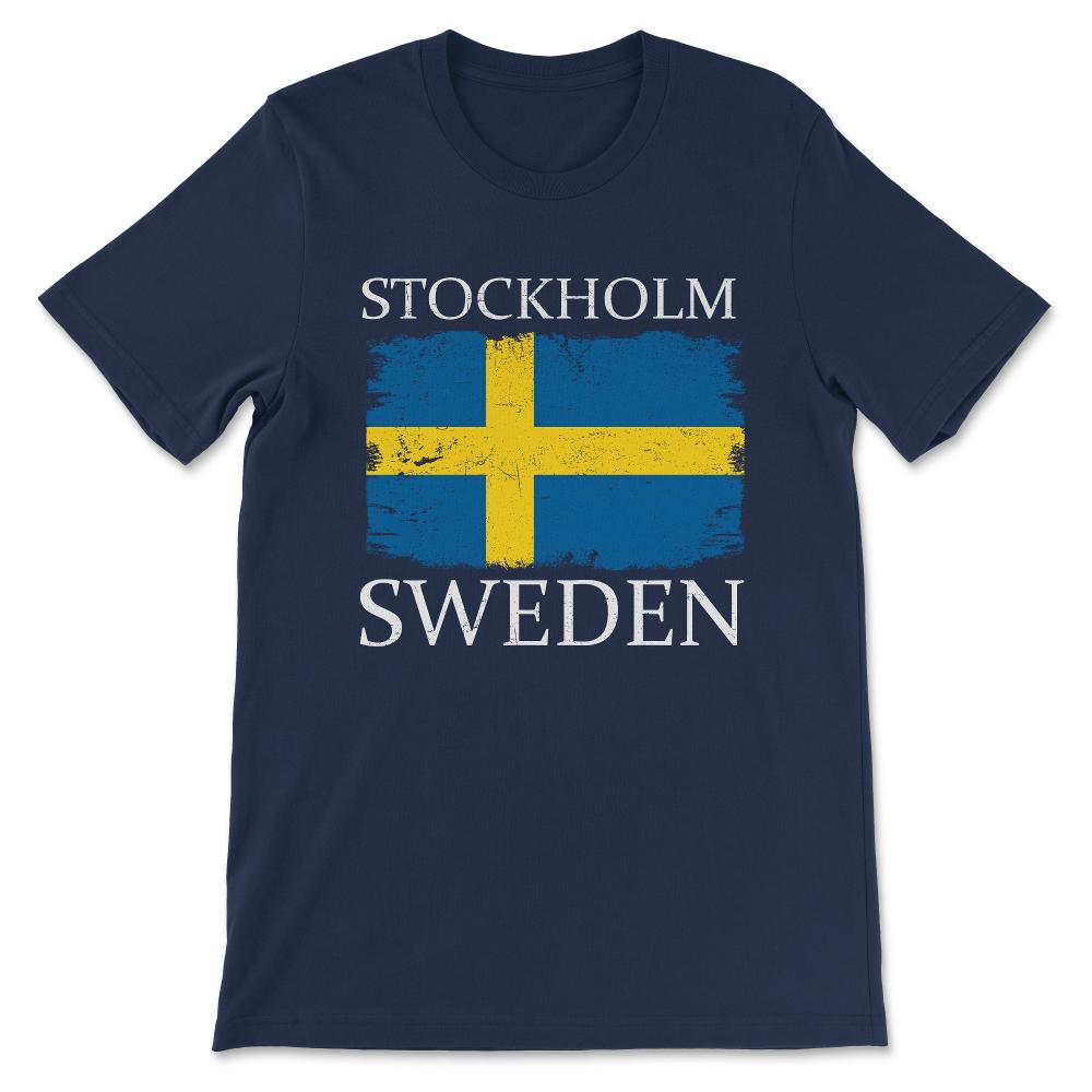 Stockholm Sweden Flag Capital Sweden Stockholm Tourist Gift Tee - - Navy